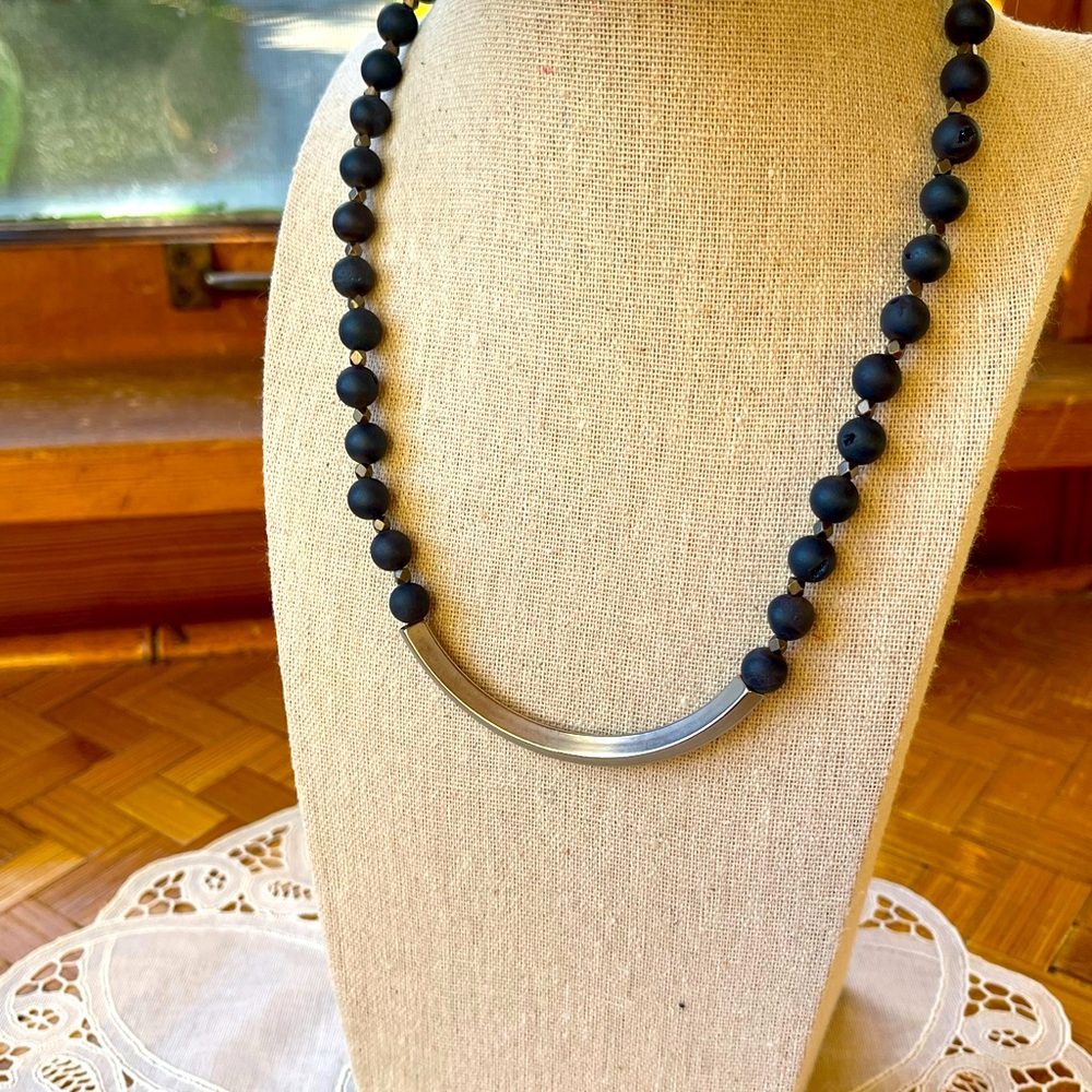Stunning druzy silver beaded necklace Monica Mauro - Picture 2 of 7